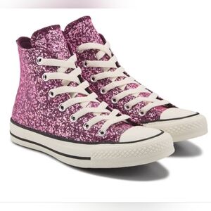 Pink Glitter High-Top Sneakers